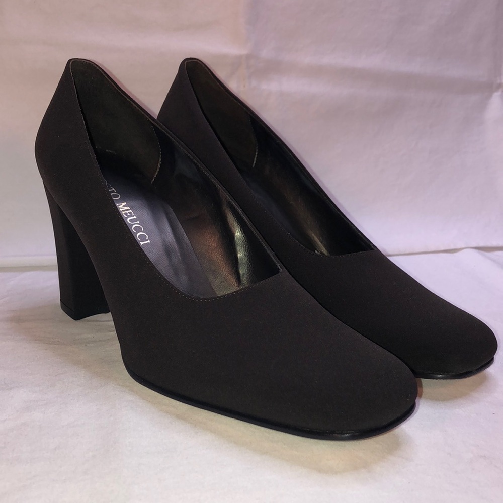 NEW Sesto Meucci “Colette,” Brown (T.Moro) Fabric w/3.25” Heels/Pumps, W7.5 M